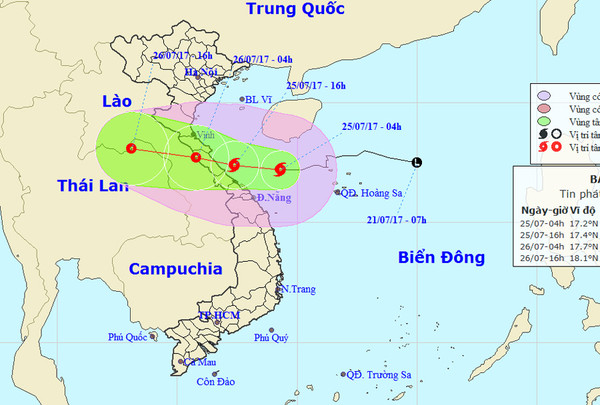 Bão số 4 áp sát các tỉnh Hà Tĩnh - Quảng Trị