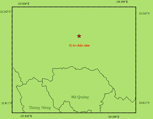 Xảy ra động đất 4,3 độ richter giáp vùng biên giới tỉnh Cao Bằng
