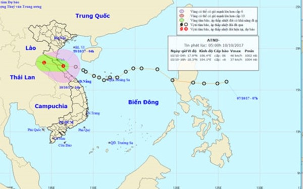 Áp thấp nhiệt đới đi thẳng vào đất liền Hà Tĩnh - Quảng Bình