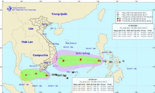 Dự báo thời tiết ngày 2/11: Áp thấp nhiệt đới giật cấp 9