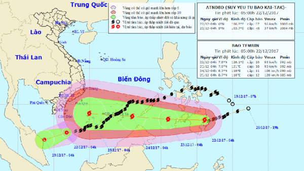 Bão số 15 suy yếu, siêu bão Tembin đang hướng vào biển Đông