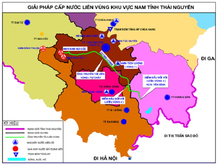 Giải pháp cấp nước liên vùng cho đô thị và KCN Thái Nguyên
