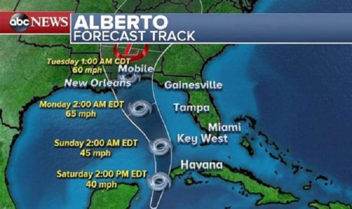 Hai bang của Mỹ ban bố tình trạng khẩn cấp đối phó với bão Alberto