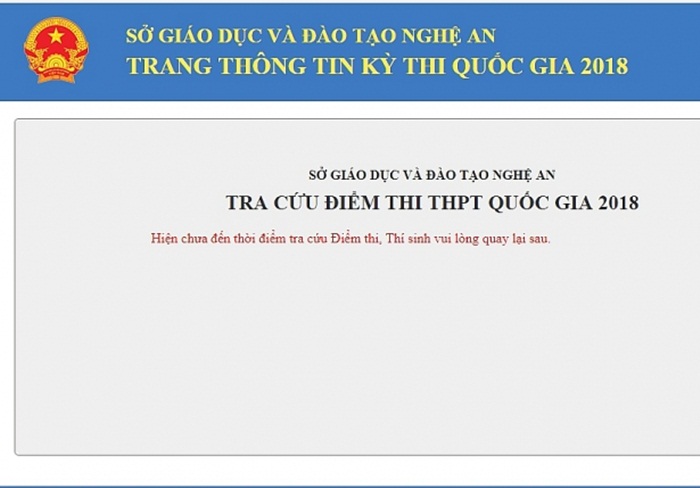 Tra cứu điểm thi THPT quốc gia 2018 tại Nghệ An chính xác nhất