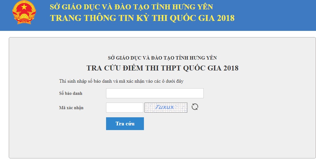 Tra cứu điểm thi THPT Quốc gia 2018 chuẩn nhất từ sở GD&ĐT Hưng Yên