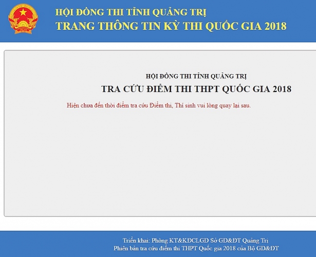 Tra cứu điểm thi THPT quốc gia 2018 tại Quảng Trị chính xác nhất