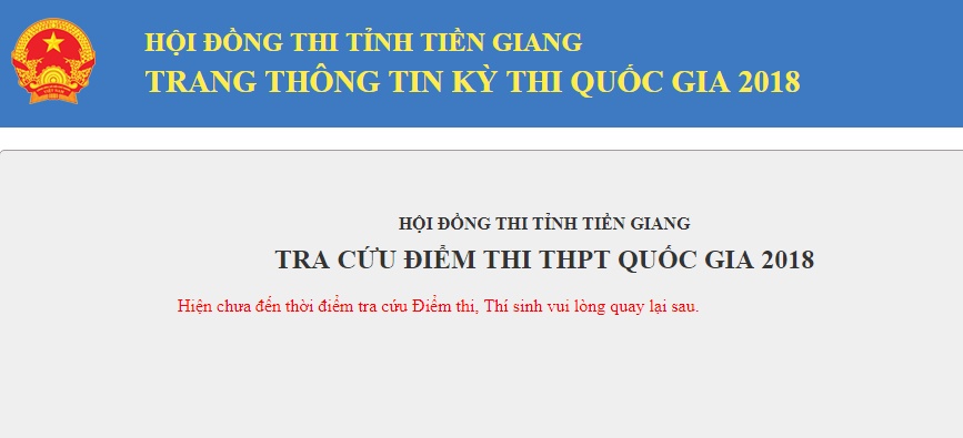 Tra cứu điểm thi THPT quốc gia 2018 tại Tiền Giang chính xác nhất