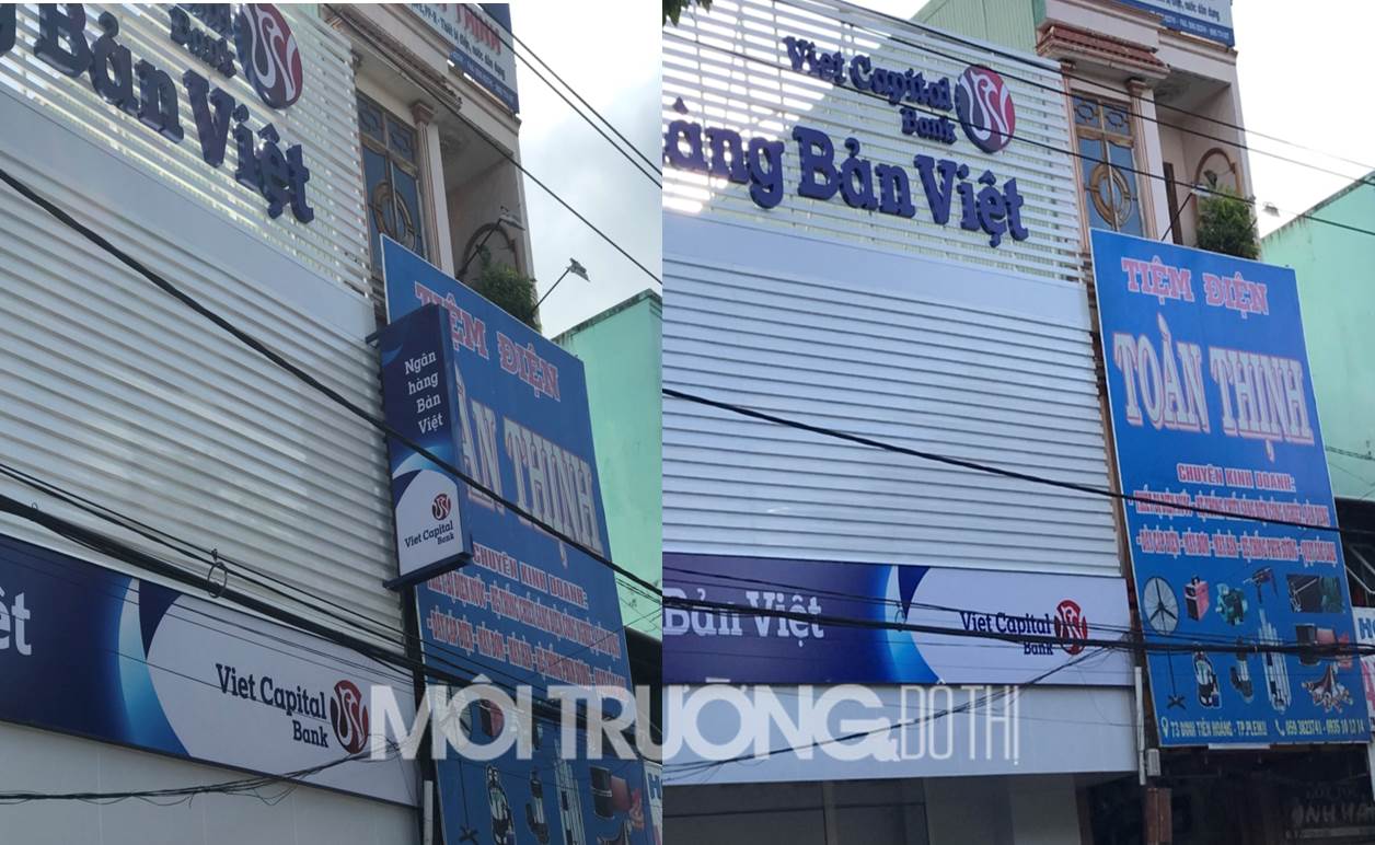 Gia Lai: Bảng vẫy lắp sai quy định được Ngân hàng Bản Việt tháo dỡ