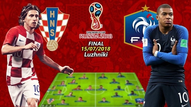 Link xem trực tiếp chung kết World Cup Pháp vs Croatia 22h ngày 15/7