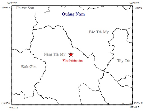 Quảng Nam: Động đất 3.9 độ Richter ở huyện Nam Trà My