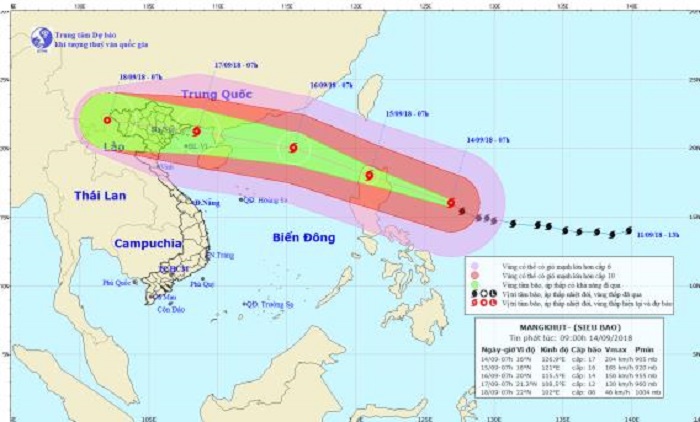 Siêu bão Mangkhut sẽ đổ bộ vào đất liền trong 2 ngày tới