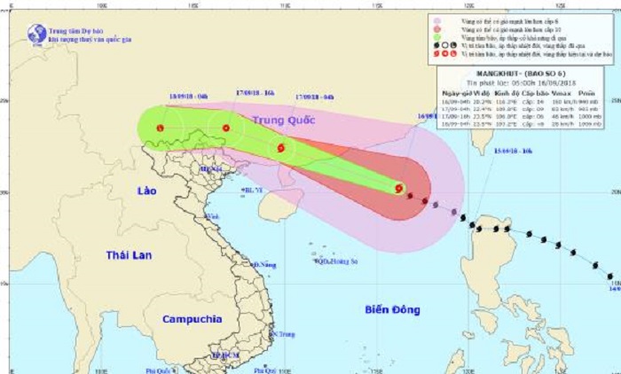 Dự báo thời tiết ngày 16/9: Bão Mangkhut vào Trung Quốc, suy yếu dần