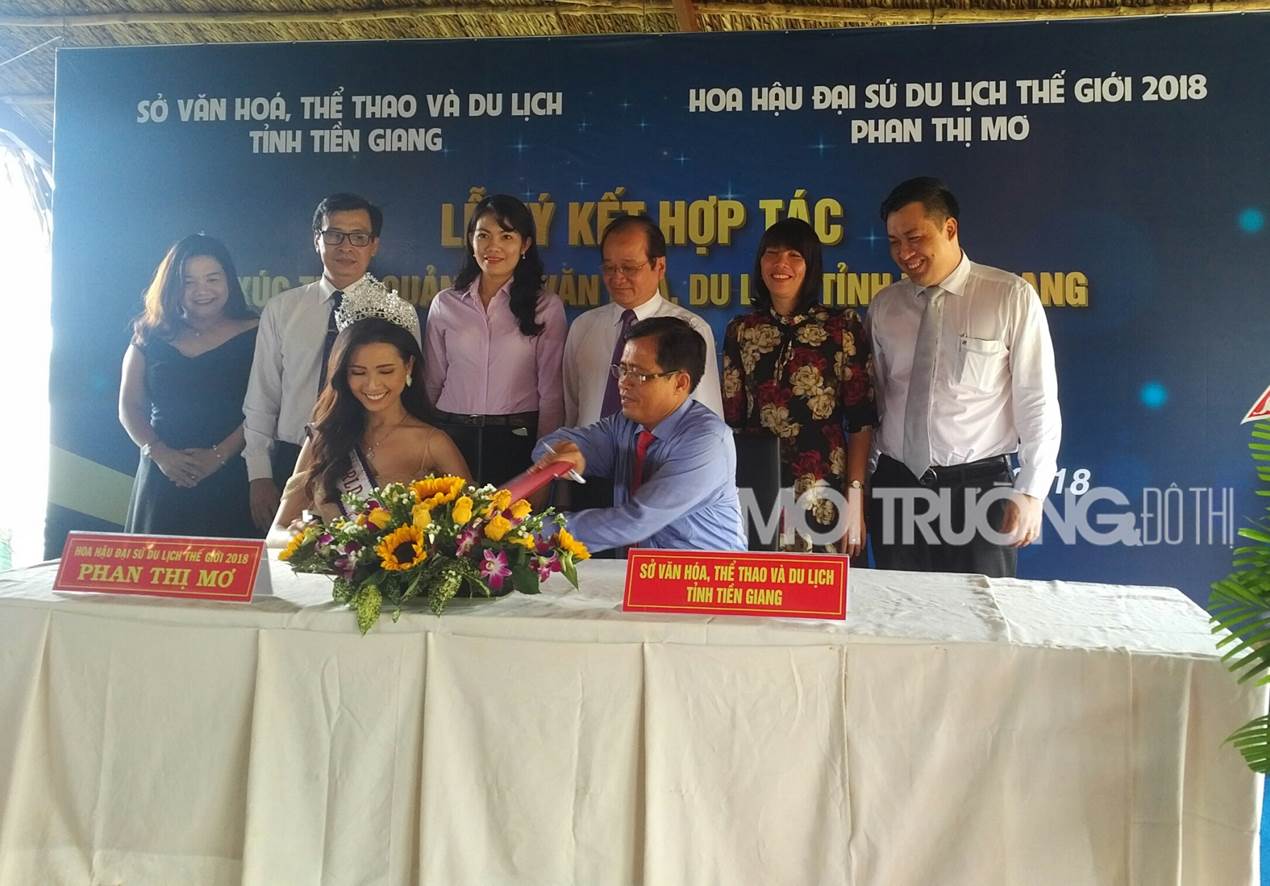 Tiền Giang: Hoa hậu Phan Thị Mơ ký kết quảng bá du lịch cho quê nhà