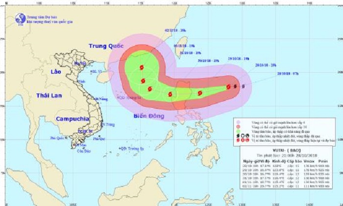 Dự báo thời tiết ngày 29/10: Bão Yutu giật cấp 17 vào Biển Đông