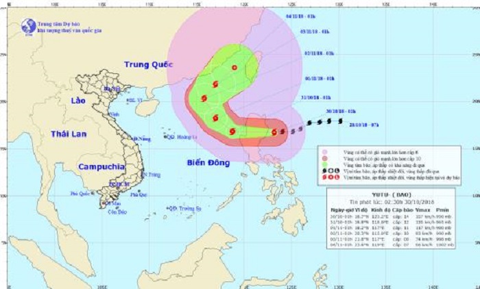 Dự báo thời tiết ngày 30/10: Siêu bão Yutu đi vào Biển Đông