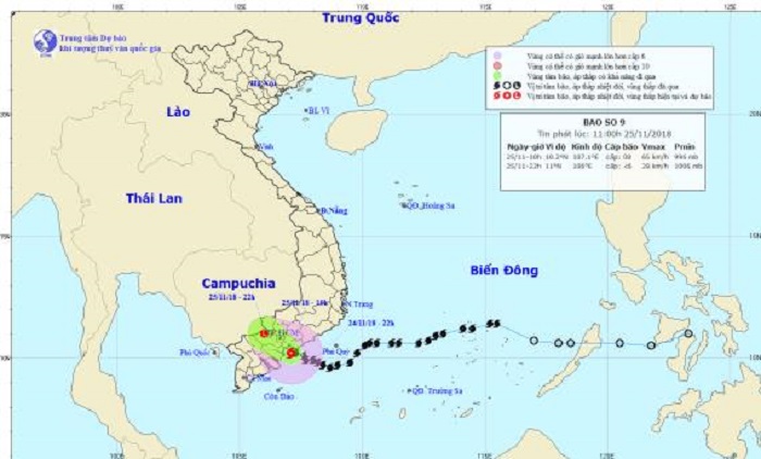 Bão số 9 sắp đổ bộ, mưa rất to ở Nam Trung Bộ và Đông Nam Bộ