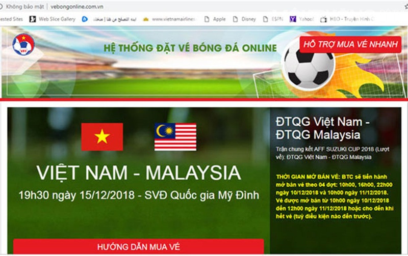 Mua vé trận Việt Nam - Malaysia 10/12: 16 phút bán hết vé buổi sáng