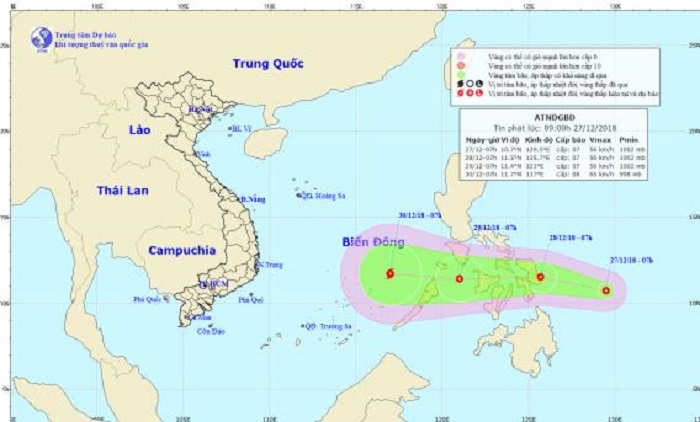 Xuất hiện áp thấp nhiệt đới khả năng mạnh thành bão trên biển Đông