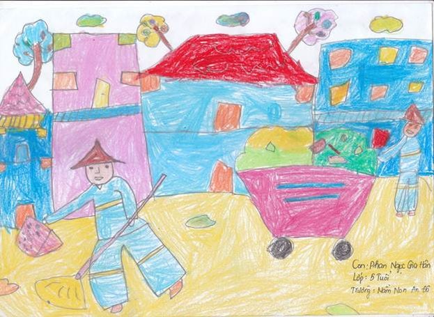 Hà Nội: Các bé trường mầm non An Đô vẽ tranh bảo vệ môi trường
