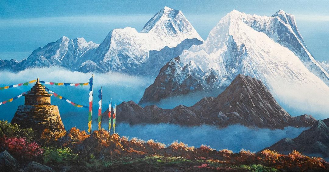 Từ đây, bạn có chiêm ngưỡng cảnh sắc của các ngọn núi Everest, Nuptse Nup II, Changtse và một phần của đỉnh núi Lhotse. Ảnh: @art_house_nepal