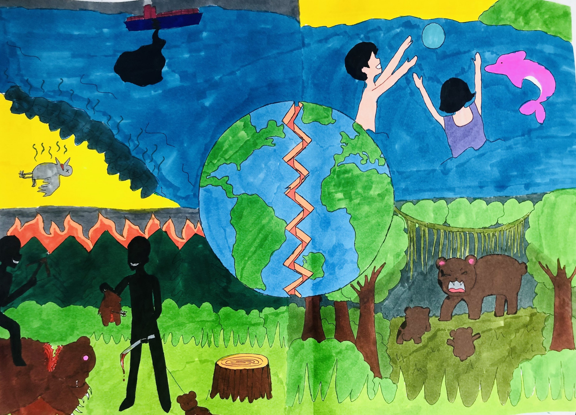 Học sinh trường Marie Curie hào hứng vẽ tranh bảo vệ môi trường