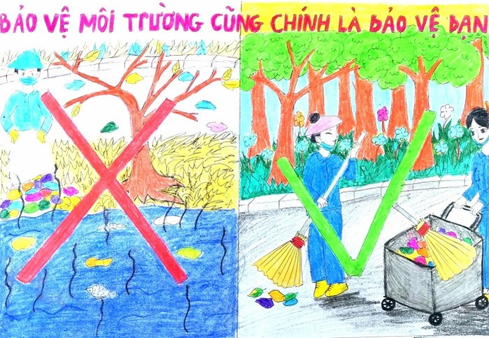 Vẽ tranh môi trường: THCS Sơn Phú – Vẽ lên hi vọng về một tương lai