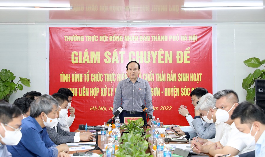 Chủ tịch HĐND TP H&amp;agrave; Nội Nguyễn Ngọc Tuấn ph&amp;aacute;t biểu kết luận buổi gi&amp;aacute;m s&amp;aacute;t
