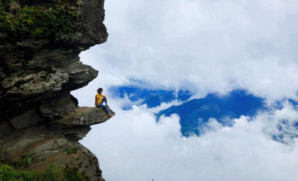 Cành cây khô hình đầu voi, điạ điểm săn mây trên đường lên núi Lảo Thầ. Ảnh: Tiểu Châu