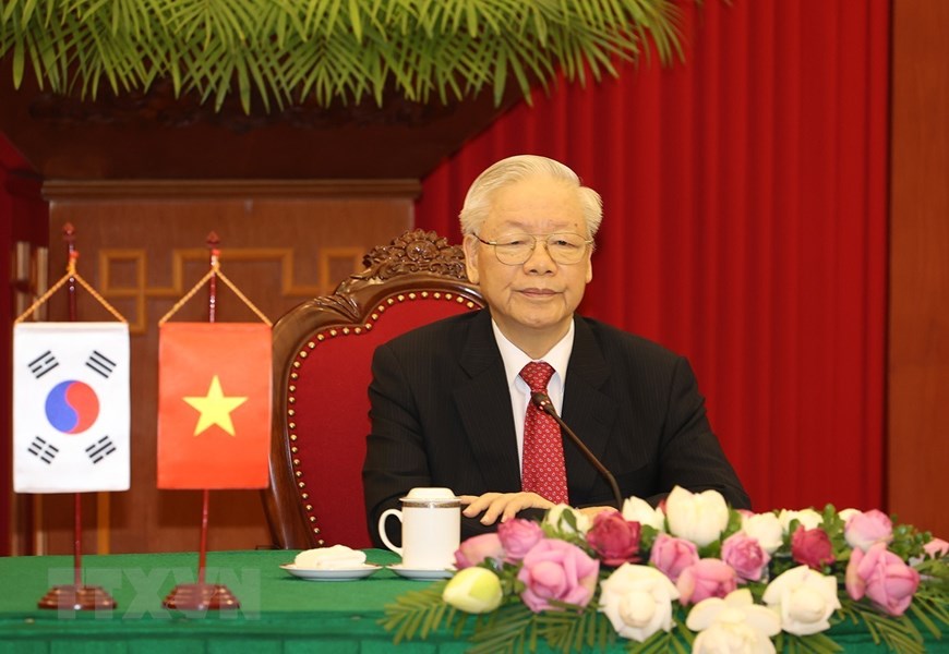 Tổng Bí thư Nguyễn Phú Trọng hội đàm với Tổng thống Hàn Quốc -0