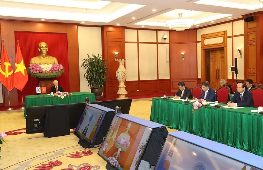 Tổng Bí thư Nguyễn Phú Trọng hội đàm với Tổng thống Hàn Quốc -1