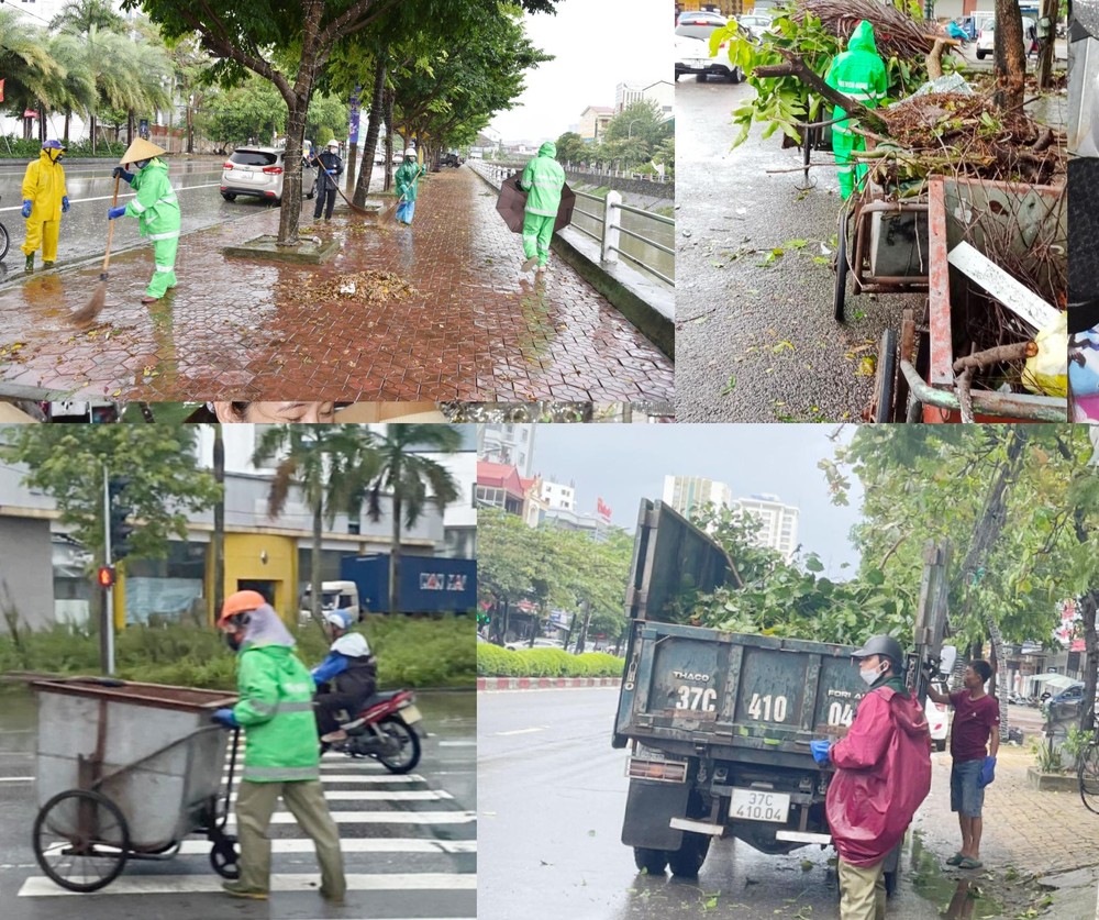 Công nhân vệ sinh môi trường dầm mưa quét dọn rác, khơi thông cống ảnh 6