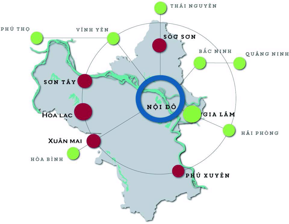 Quy hoạch chung Thủ đô Hà Nội đến năm 2030 tầm nhìn năm 2050 xác định phát triển Thủ đô theo mô hình chùm đô thị với 5 đô thị vệ tinh là: Hòa Lạc, Sơn Tây, Xuân Mai, Phú Xuyên, Sóc Sơn.