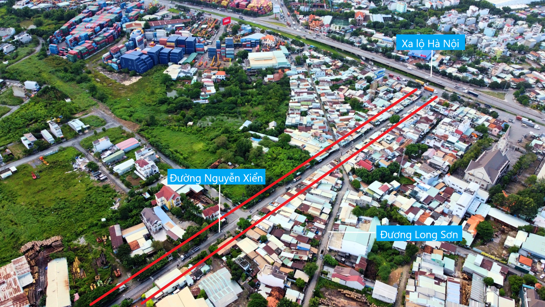 Toàn cảnh đường vành đai 3 sẽ mở theo quy hoạch tại phường Long Bình, TP Thủ Đức