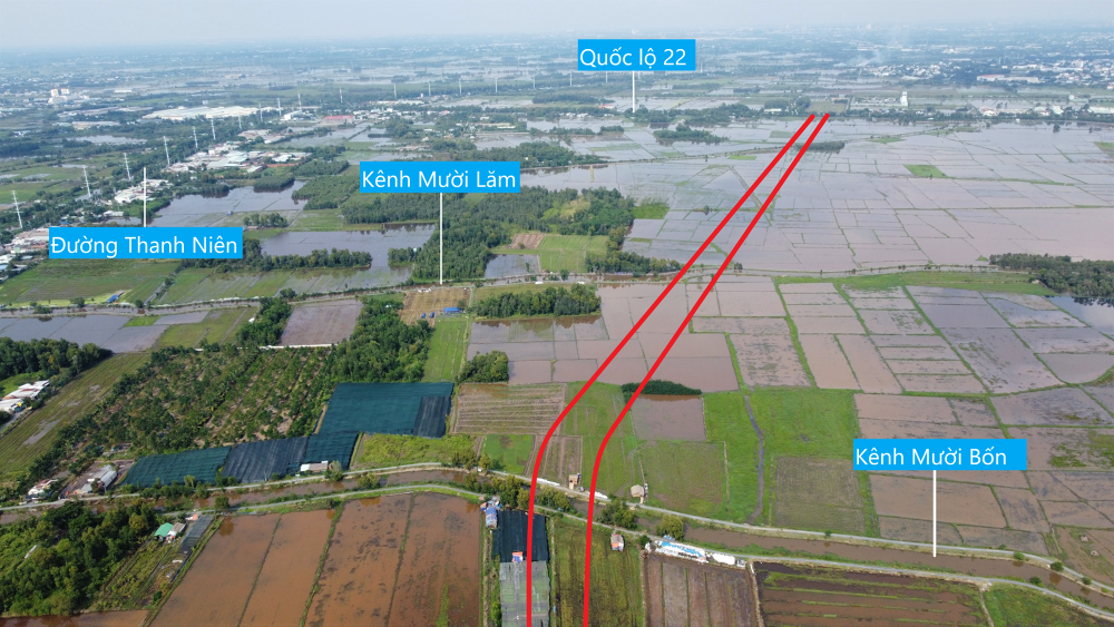 Toàn cảnh đường vành đai 3 sẽ mở theo quy hoạch tại xã Tân Thới Nhì, Hóc Môn, TP HCM