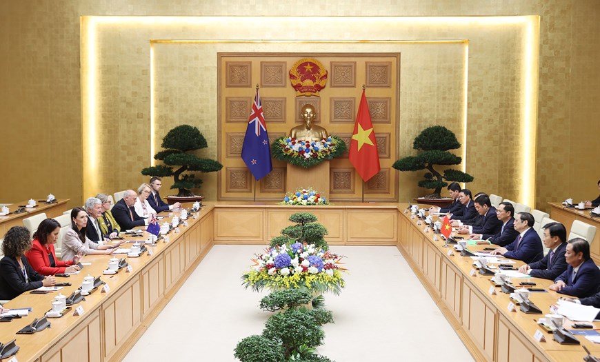 Hình ảnh Thủ tướng chủ trì lễ đón và hội đàm với Thủ tướng New Zealand | Chính trị | Vietnam+ (VietnamPlus)