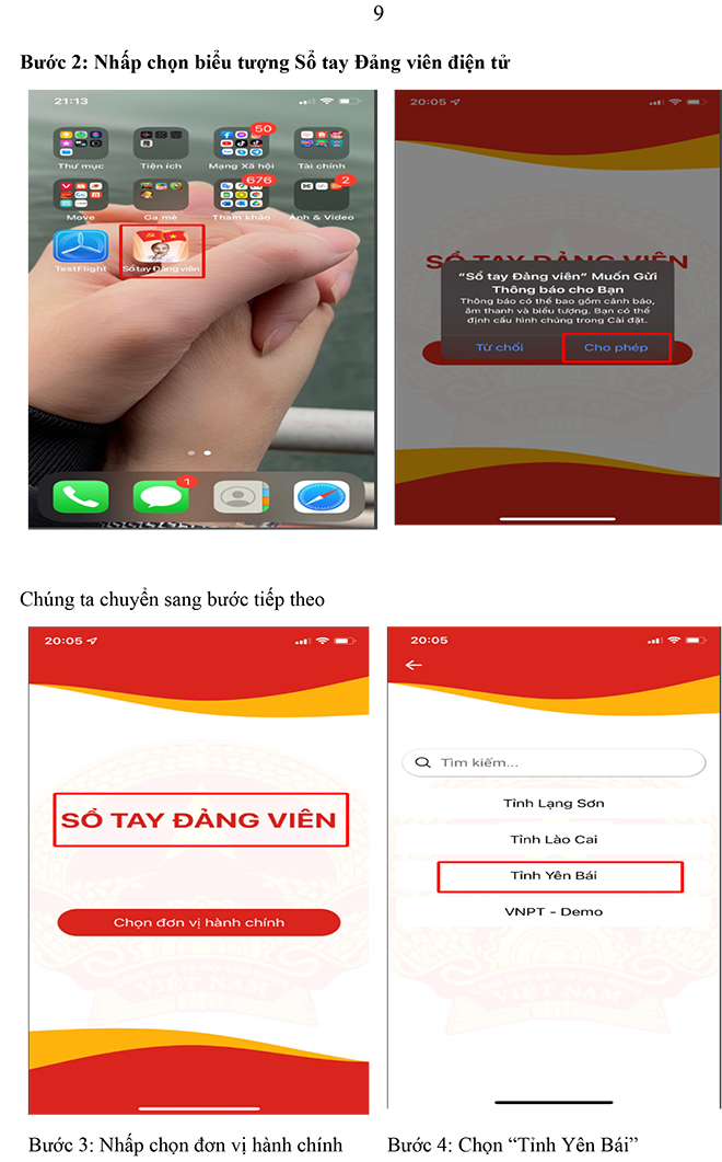 Sở Thông tin và Truyền thông tỉnh Yên Bái hướng dẫn cài đặt và sử dụng "Sổ tay đảng viên điện tử tỉnh Yên Bái"