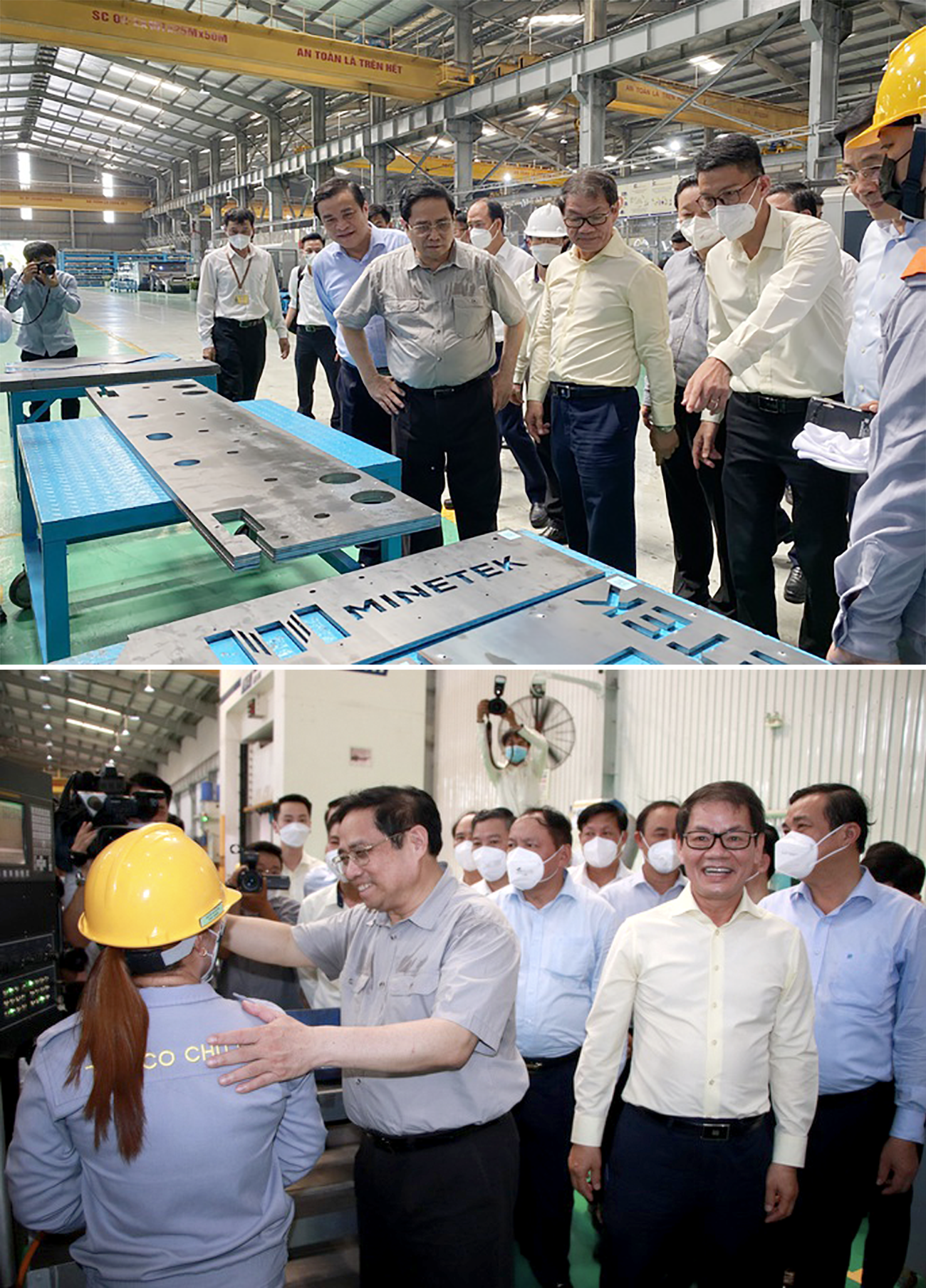 Thủ tướng Phạm Minh Chính thăm 1 tổ hợp nhà máy sản xuất của THACO đang hoạt động.