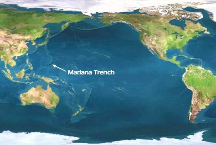 Vị trí rãnh Mariana ở phía tây Thái Bình Dương.