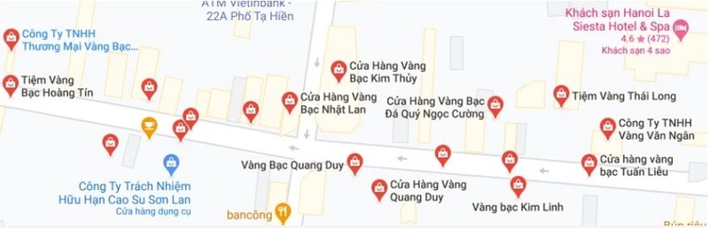 Những con phố có nhiều cửa hàng vàng nhất Hà Nội