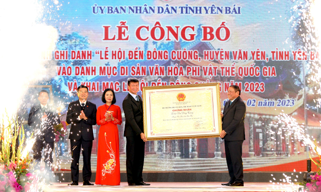 Lễ công bố Quyết định ghi danh Lễ hội Đền Đông Cuông vào Danh mục Di sản Văn hóa phi vật thể quốc gia và Khai mạc Lễ hội Đền Đông Cuông năm 2023