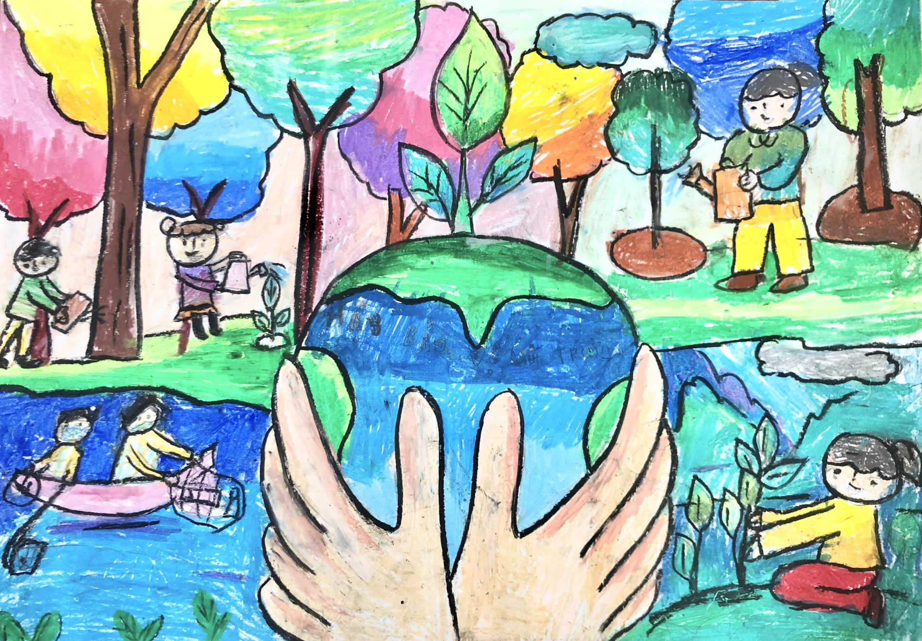 Học sinh trường THCS Thị Cầu với Hội thi vẽ tranh Vì môi trường tương lai  lần thứ 42023