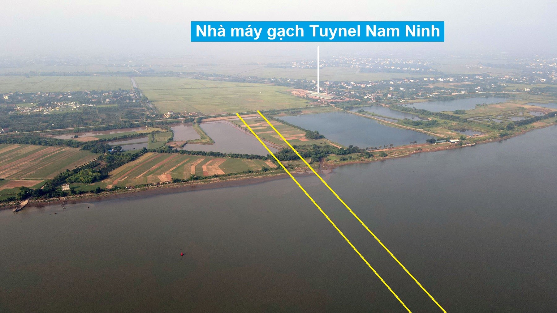 Toàn cảnh vị trí quy hoạch xây cầu đường sắt vượt sông Hồng nối Nam Định - Thái Bình