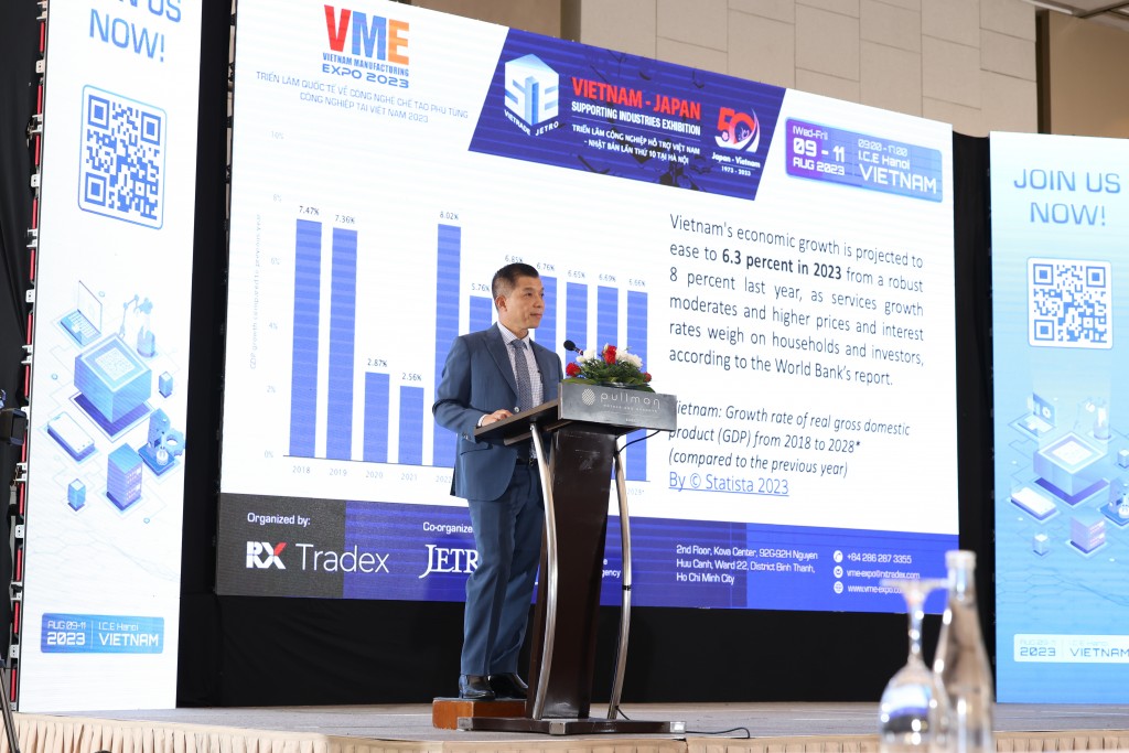 Ông Vũ Trọng Tài, Tổng Giám đốc RX Tradex Việt Nam chia sẻ về tình hình kinh tế Việt Nam theo báo cáo của Ngân hàng Thế giới cũng như tiềm năng phát triển công nghiệp chế tạo chế biến và nông nghiệp