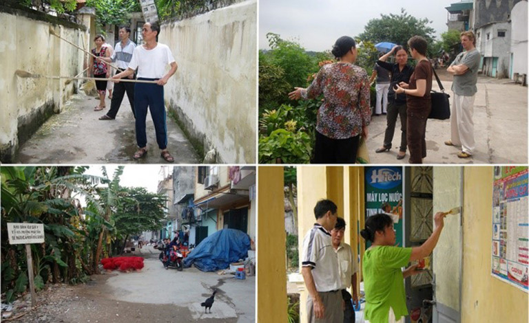 Hội KTS Hà Nội tư vấn, đồng hành với cộng đồng từ những công việc từ đơn giản như trang trí làm đẹp các Nhà văn hóa, nơi sinh hoạt cộng đồng cũng như cải thiện vệ sinh mỹ quan, môi trường khu dân cư 2010-2016.