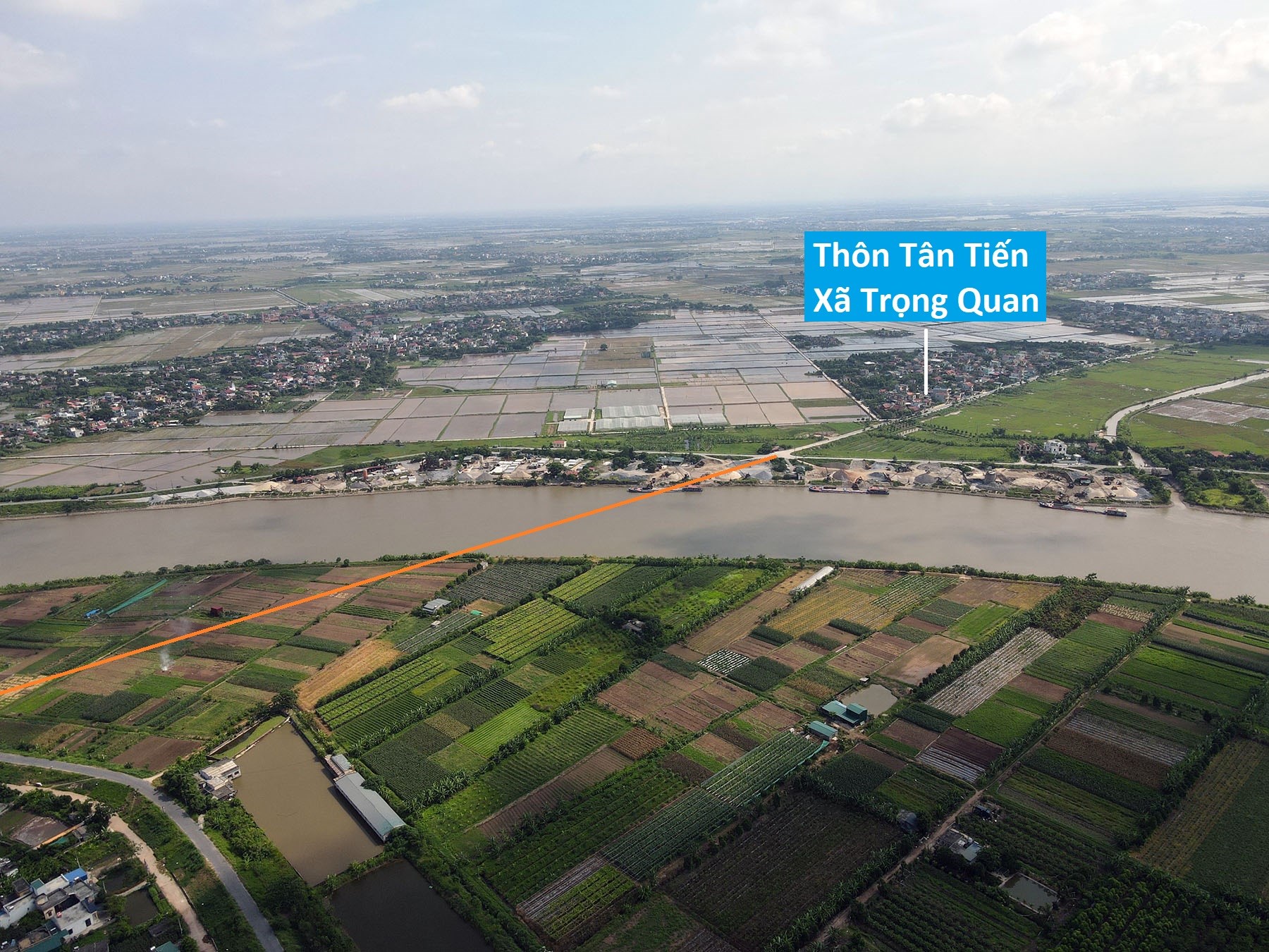 Toàn cảnh vị trí dự kiến xây cầu vượt sông Trà Lý nối huyện Đông Hưng - Vũ Thư, Thái Bình