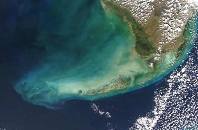 Vùng nước ở phía nam Florida, Mỹ qua ảnh Vệ tinh Aqua của NASA. Ảnh: NASA