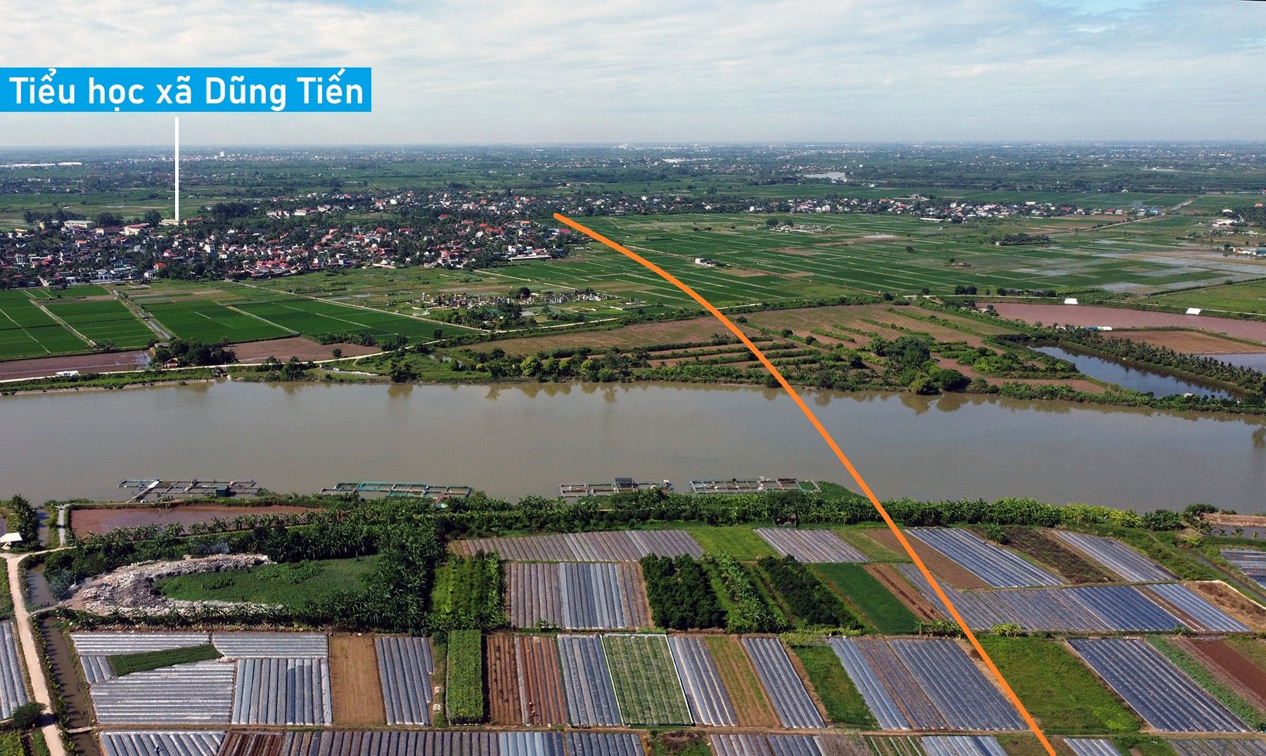 Toàn cảnh vị trí dự kiến xây cầu đường sắt vượt sông Luộc nối Hải Phòng - Hải Dương