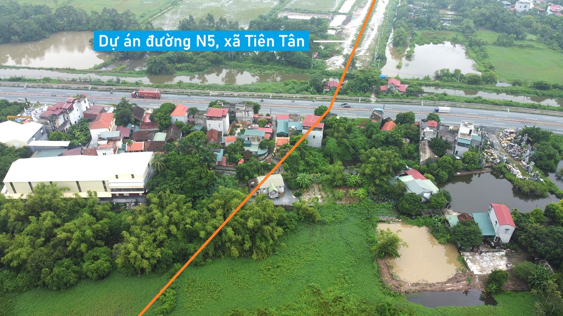 Toàn cảnh vị trí dự kiến xây cầu vượt sông Nhuệ nối xã Hoàng Tây (Kim Bảng) với TP Phủ Lý, Hà Nam