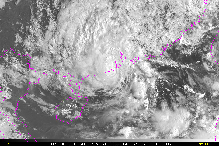 Ảnh vệ tinh bão Saola ngày 2.9. Ảnh: NOAA