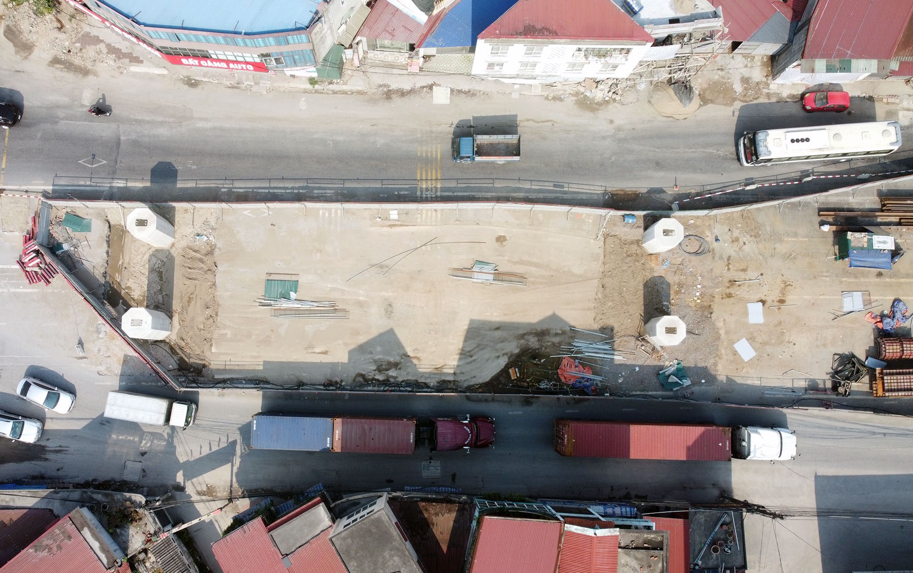 Hình ảnh nút giao Tôn Đức Thắng - Máng Nước - QL5 với cầu vượt gần 300 m đang xây ở Hải Phòng